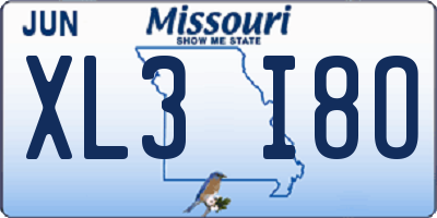 MO license plate XL3I8O