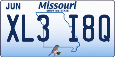 MO license plate XL3I8Q