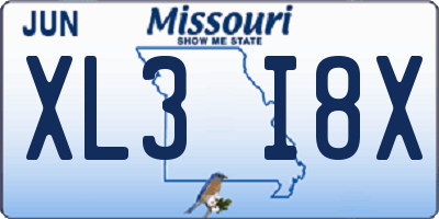MO license plate XL3I8X