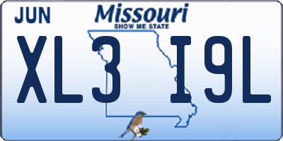 MO license plate XL3I9L