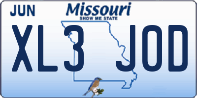 MO license plate XL3J0D