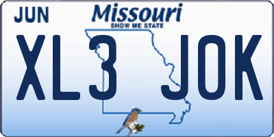 MO license plate XL3J0K