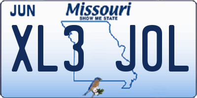 MO license plate XL3J0L
