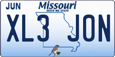 MO license plate XL3J0N