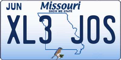 MO license plate XL3J0S