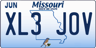 MO license plate XL3J0V