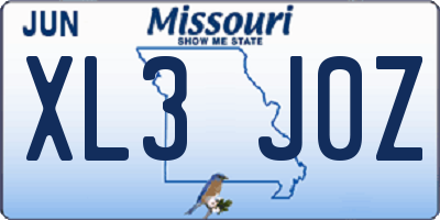 MO license plate XL3J0Z