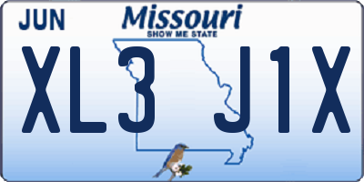 MO license plate XL3J1X