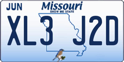 MO license plate XL3J2D