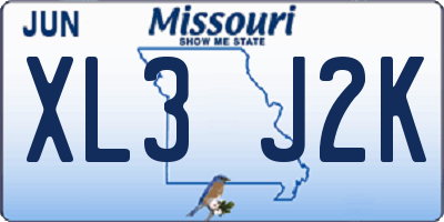 MO license plate XL3J2K