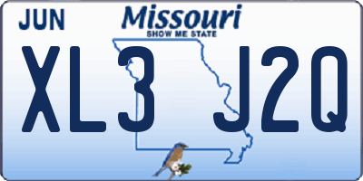 MO license plate XL3J2Q