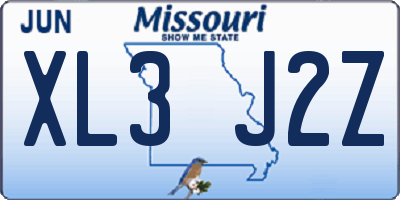 MO license plate XL3J2Z