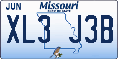 MO license plate XL3J3B