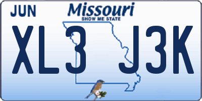 MO license plate XL3J3K
