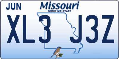 MO license plate XL3J3Z