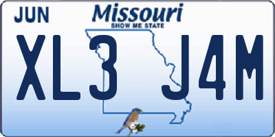 MO license plate XL3J4M