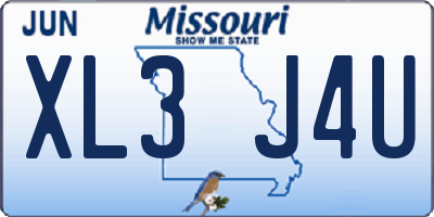 MO license plate XL3J4U