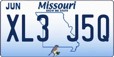 MO license plate XL3J5Q