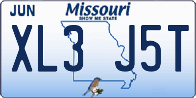 MO license plate XL3J5T