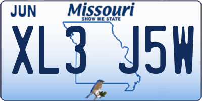 MO license plate XL3J5W