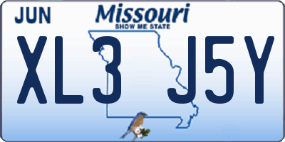 MO license plate XL3J5Y