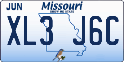 MO license plate XL3J6C