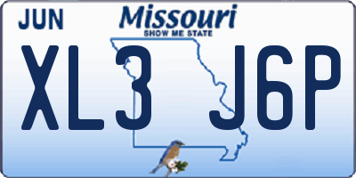 MO license plate XL3J6P
