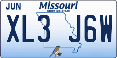 MO license plate XL3J6W