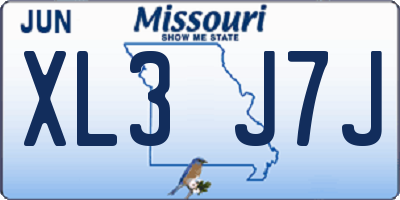 MO license plate XL3J7J