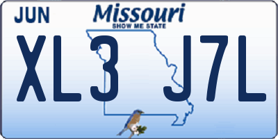 MO license plate XL3J7L