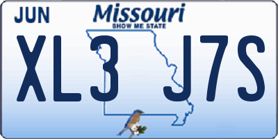 MO license plate XL3J7S