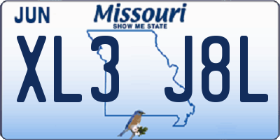 MO license plate XL3J8L