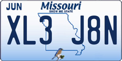 MO license plate XL3J8N