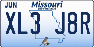 MO license plate XL3J8R