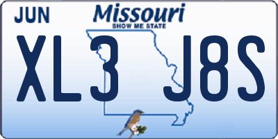 MO license plate XL3J8S