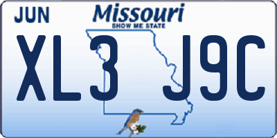 MO license plate XL3J9C