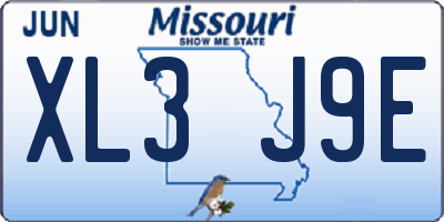 MO license plate XL3J9E