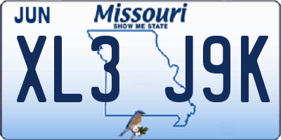 MO license plate XL3J9K
