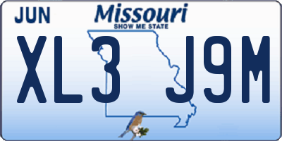 MO license plate XL3J9M