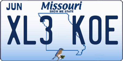 MO license plate XL3K0E