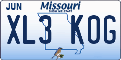 MO license plate XL3K0G