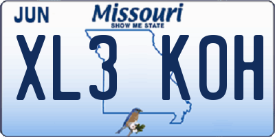 MO license plate XL3K0H