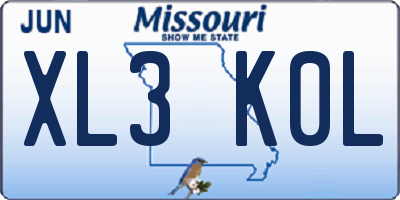 MO license plate XL3K0L