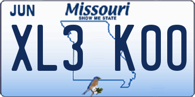 MO license plate XL3K0O