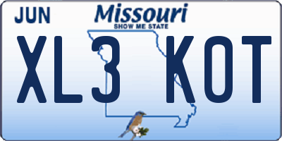 MO license plate XL3K0T