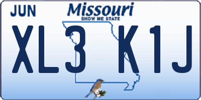 MO license plate XL3K1J
