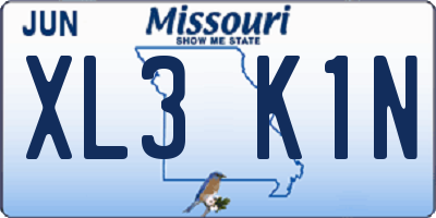 MO license plate XL3K1N