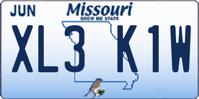 MO license plate XL3K1W