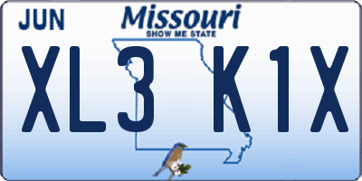 MO license plate XL3K1X