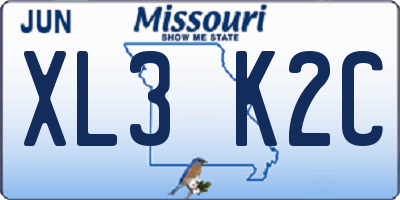 MO license plate XL3K2C